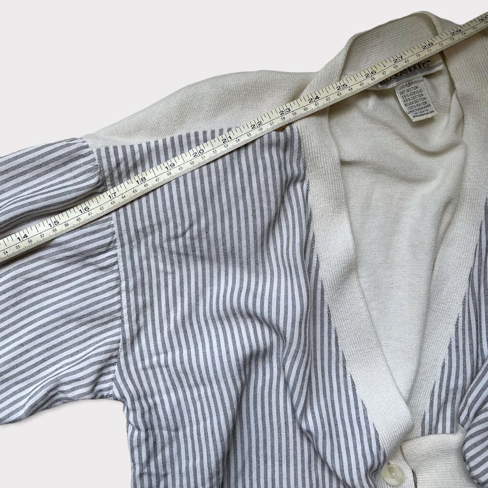 Vintage Blue & White Pinstripe Cardigan Sweater - Picture 7 of 9